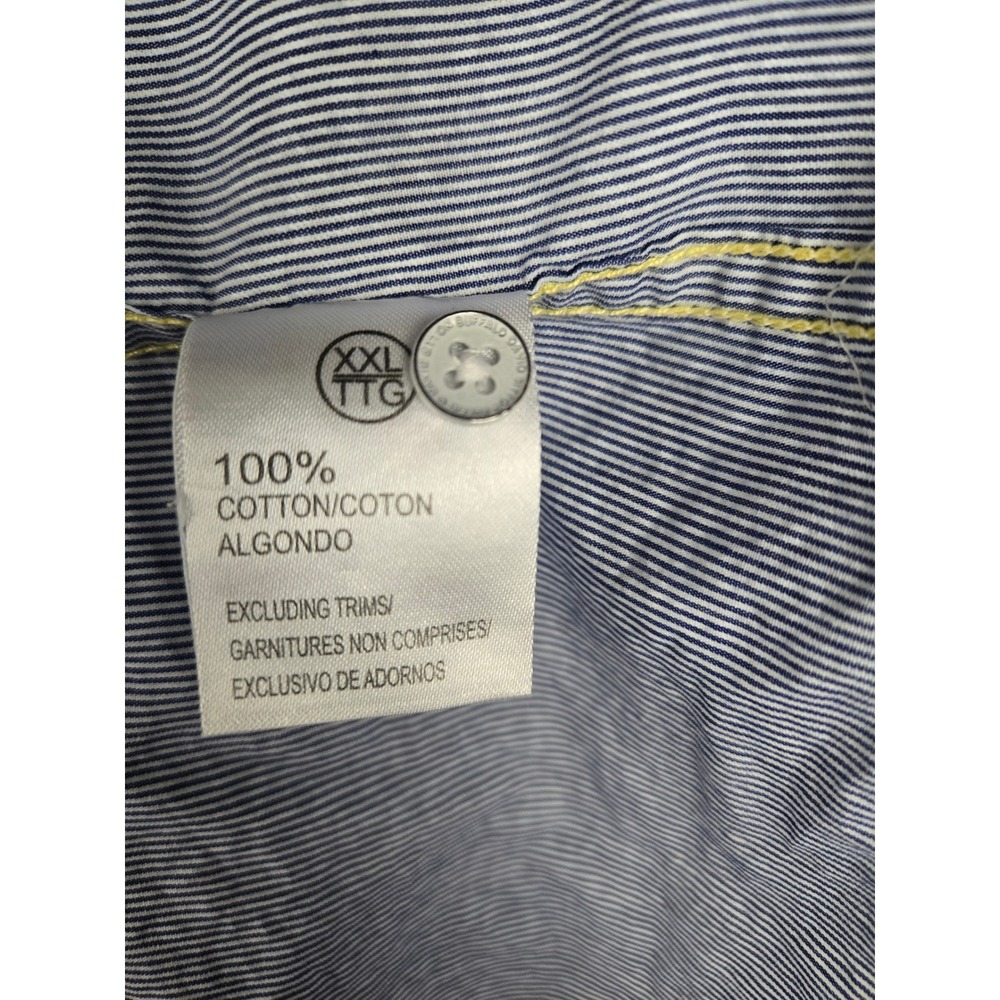 Buffalo David Bitton Mens XXL Slim Fit Short Sleeve Button Down Shirt Blue White - Picture 11 of 16